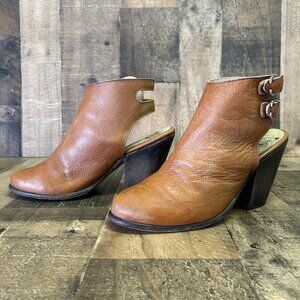 Freebird By Steven Smoke Leather Brown Mule Boots Booties Womens 9